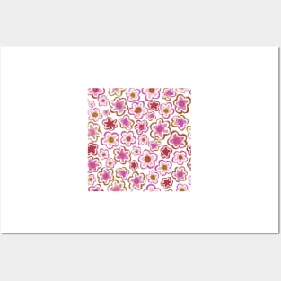 Colorful Pink Beige Flowers Posters and Art